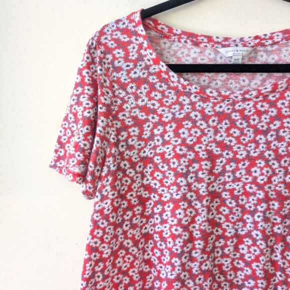 Lucky Brand Women's Round Neck Short Sleeve Ditsy Floral Top Size Medium - Picture 5 of 8